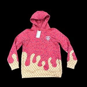 Baseball Lifestyle 101 Ice Cream Hoodie Strawberry Pink Sprinkles Youth XL NEW